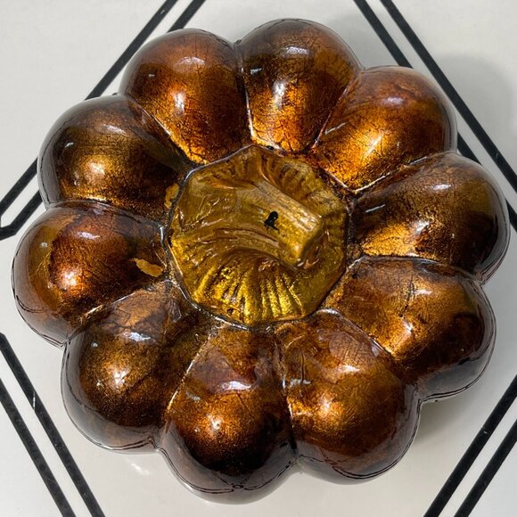 Decorative Pumpkin Fall Thanksgiving Decor Gold Leaf & Lacquer over Ceramic - Picture 2 of 6